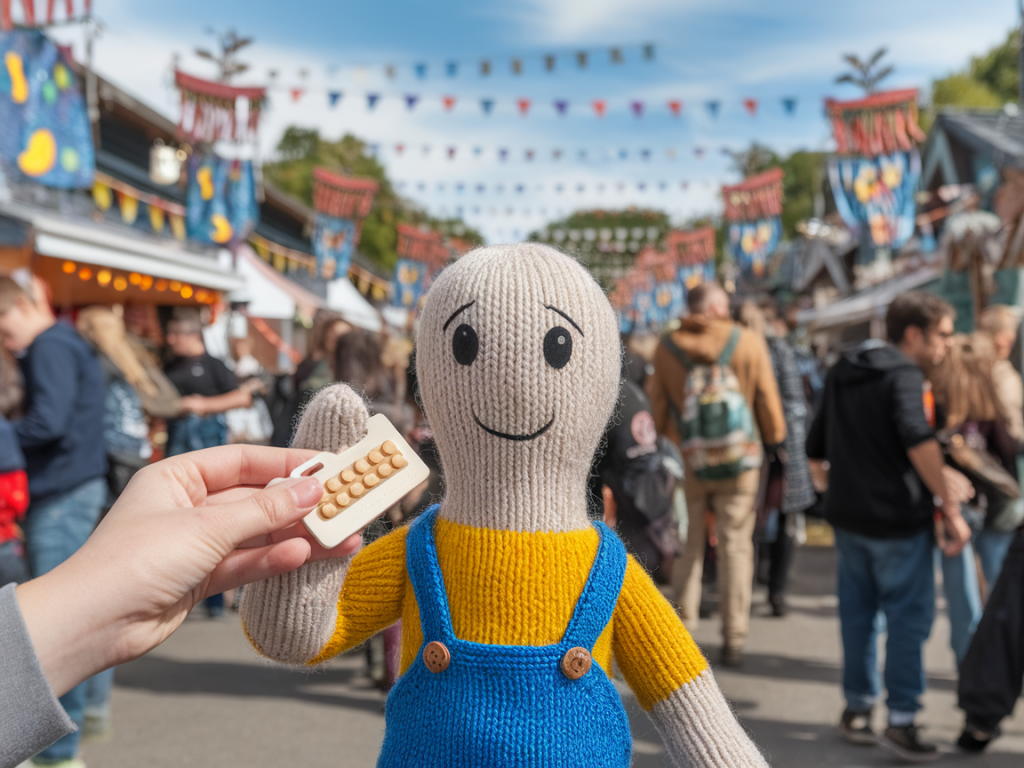 How to design a tactile tag system that tells a knitted character’s origin story at a busy festival