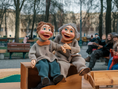 can a knitted puppet duo carry a 20-minute folk tale alone? staging, pacing and sound tricks that work outdoors