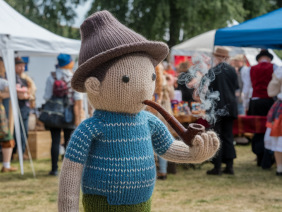 What exact yarn blends keep knitted characters smoke and sweat resistant during multi-day folk events